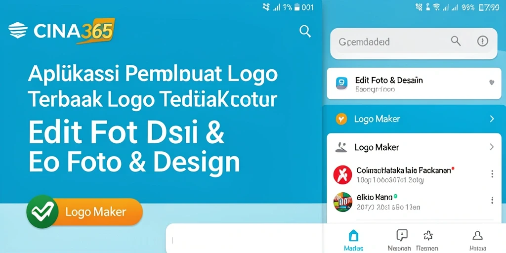 Tampilan antarmuka intuitif CINA365 untuk pembuatan logo.
