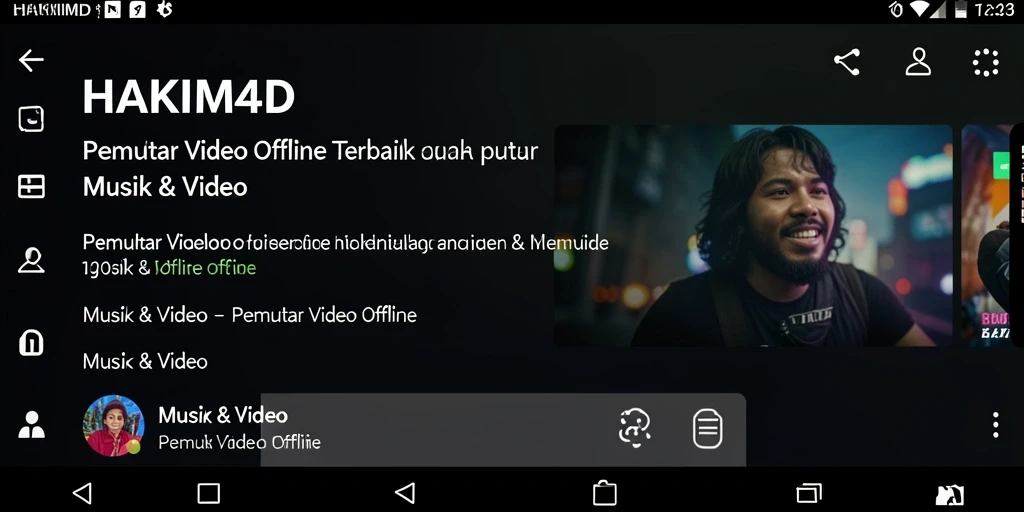 Antarmuka HAKIM4D untuk pemutar video offline yang modern.