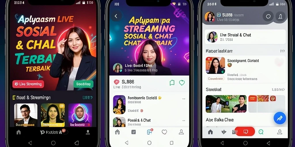 Antarmuka SL888 menunjukkan fitur Live Streaming yang menarik dan interaktif.