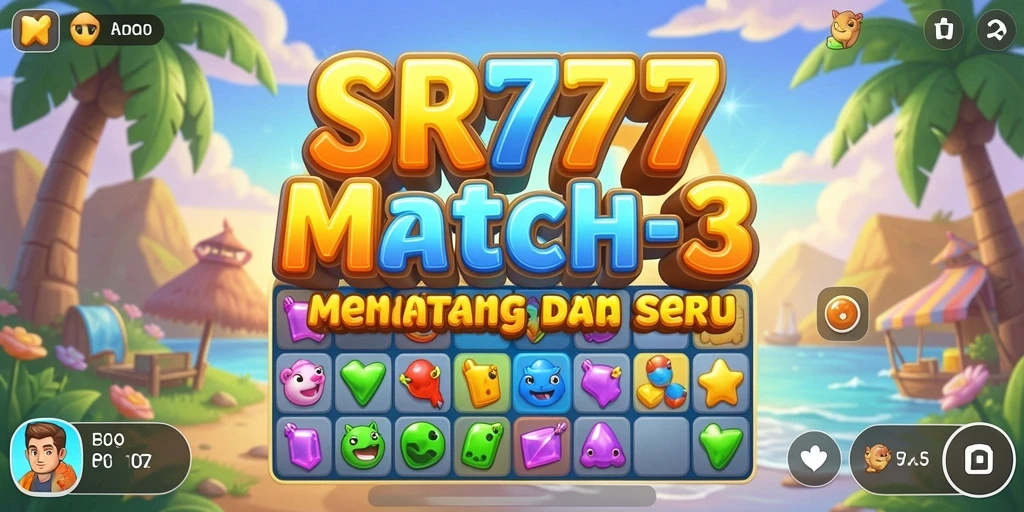 Tampilan antarmuka permainan Puzzle Match-3 yang menarik dan berwarna.